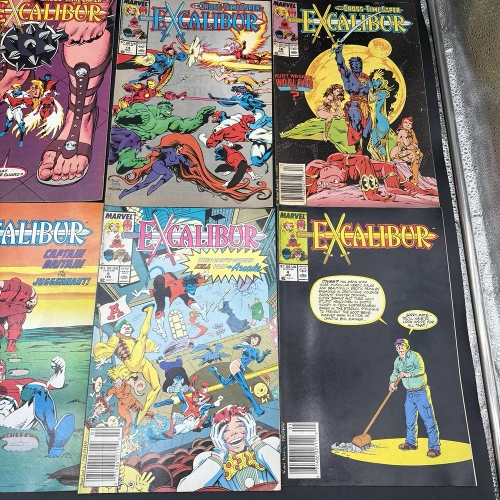 Lot of 8 Excalibur Comics Marvel 1980s 1990s Cross-Time Caper‎